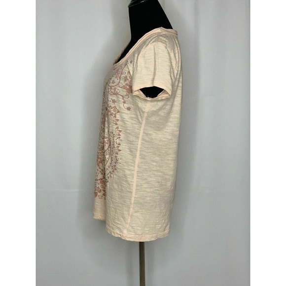 Ann Taylor Loft Peach Embellished Short Sleeved Top Size Small - Picture 5 of 6